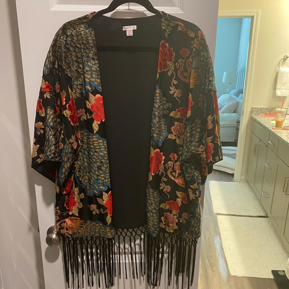 Velvet peacock kimono